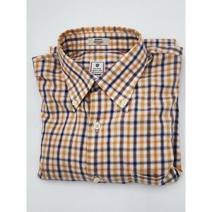 Peter Millar Mens Medium Long Sleeve‎ Button Down Tattersail pattern Shirt golf